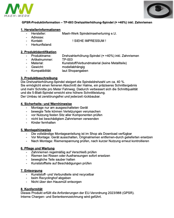 Drehzahlerhöhung-Spindel